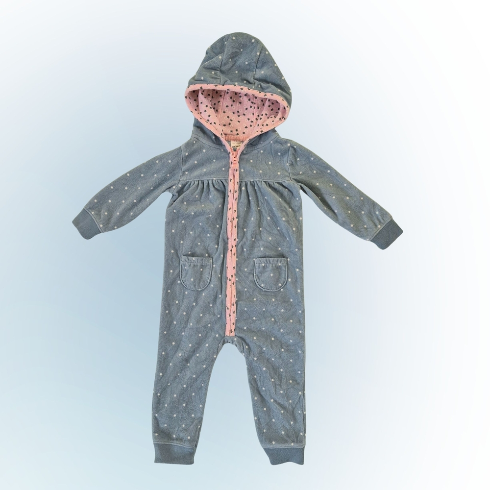 Toddler 18 Months Carter's Blue and Pink Hooded Bodysuit